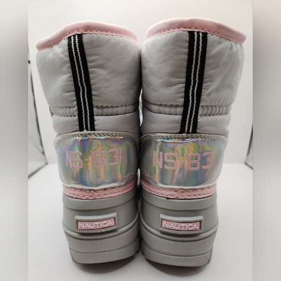 Nautica Girls Albermarle 2 Pink And Grey Iridescent Snow Boots Size 9 - Picture 2 of 16